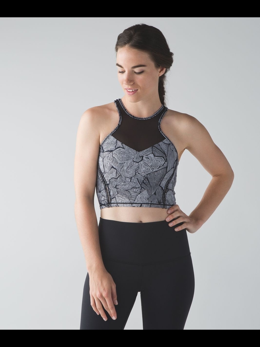 Lululemon Get It Om Bra - Mini Dottie Tribe White Black / Black - Size 8